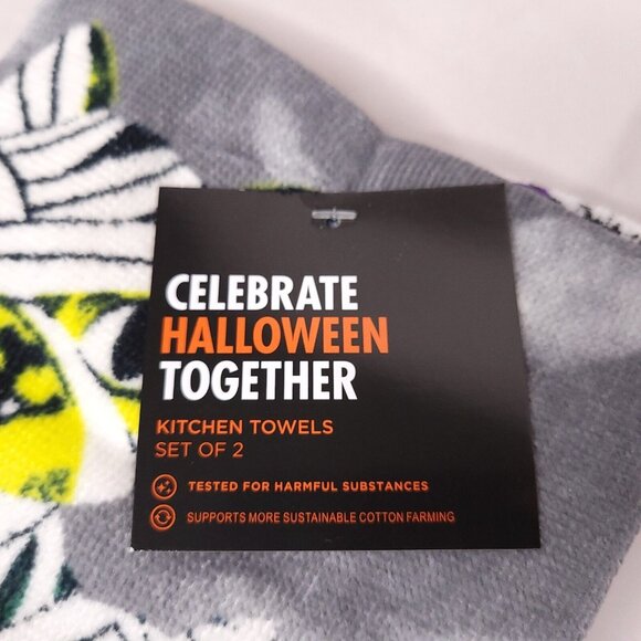 Celebrate Halloween Together Kitchen Towels Set Of 2 Cat & Mummy Design New - Picture 4 of 5